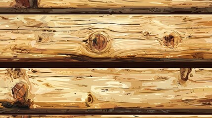 Wall Mural - simple illustration of wooden planks laid flat with natural texture and grain detail for creative de