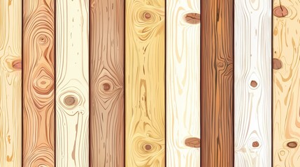 Wall Mural - simple vector illustration of flat lay wooden planks in various colors ideal for design projects and