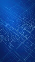 Abstract blueprint design with blue lines on a dark background