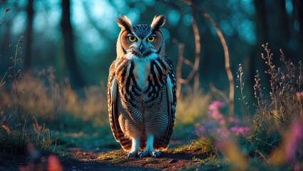 The long-eared owl primarily hunts at night, but occasionally they also search for food during the day. She was captured in a photo while hunting.