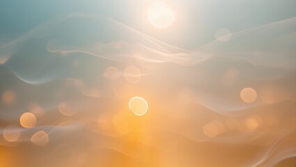 Poster - Defocused glow backdrop. Bokeh rays. Lens flare effect. Sunlight leak. Blurred golden orange white black beam light spot abstract overlay.