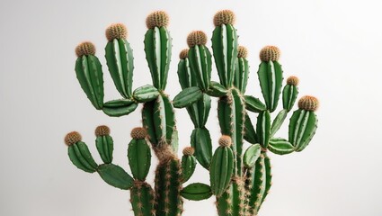 Poster - Beautiful large green cactus on a white background.