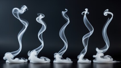 Wall Mural - set of abstract fog or white smoke that evaporates and transforms, the image evolves into vapor sepa