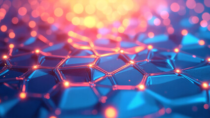 Aufkleber - Glowing digital hexagon abstract background