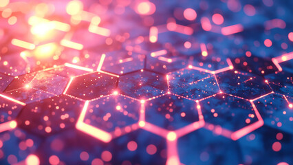 Aufkleber - Glowing digital hexagon abstract background