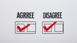 © CryptoCanvas - Agree and disagree checkboxes on a white sheet with ticks marked.