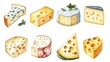 © Marco - Illustration of types of cheese on white background