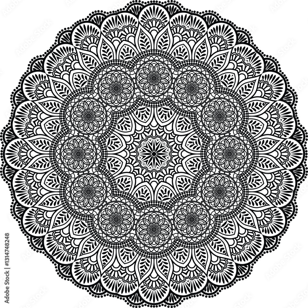 Beautiful floral pattern mandala art isolated on a white background ...