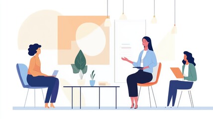 Wall Mural - professional meeting collaboration in modern office setting with diverse team