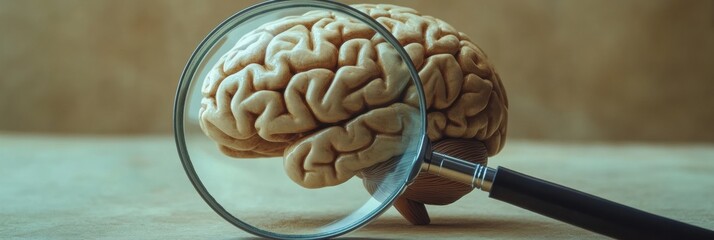 Leinwandbilder - Magnifying glass highlighting an AI brain model to symbolize transparency and oversight in artificial intelligence technology