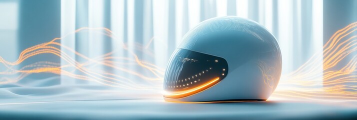 Aufkleber - Smart neurostimulation helmet promotes hair growth with gentle light and innovative design in a modern setting