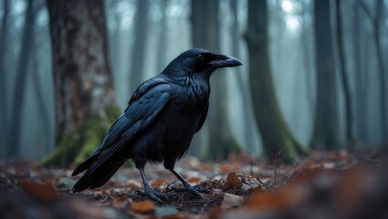 crow in a woodland setting