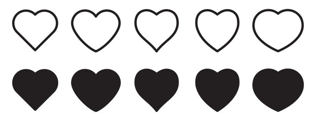 Wall Mural - heart icons set, containing love Collection symbol, Vector illustration.