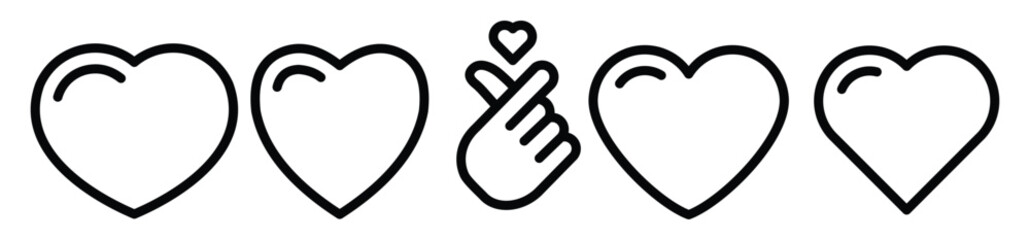 Wall Mural - heart icons set, containing love Collection symbol, Finger heart korean love sign, Vector illustration.