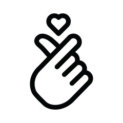 Wall Mural - Finger heart korean icon, love symbol isolated on transparent background, icon for app or web site, heart PNG