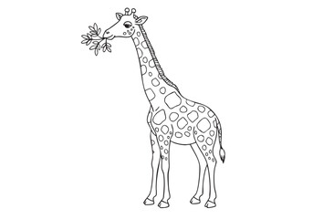  Graceful Giraffe Grazing on Grass – Pencil Sketch