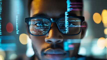 a developer codes ai software his focused face reflecting innovation and dedication