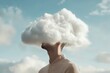 © Atlas Studio - Man stands outdoors with a cloud hovering over his head, creating a surreal and thoughtful atmosphere