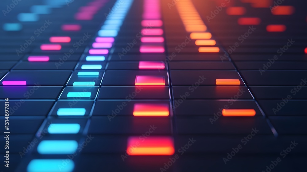 Glowing Project Timeline with Colorful Phases and Successful Tracking ...