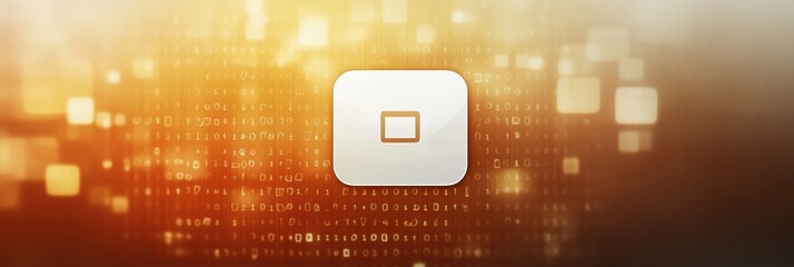 Aufkleber - Centered white computer icon on abstract digital background embodying technology and data processing with space for text