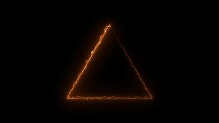 Wall Mural - Abstract glowing neon light triangle frame loading icon animation background 4k video.