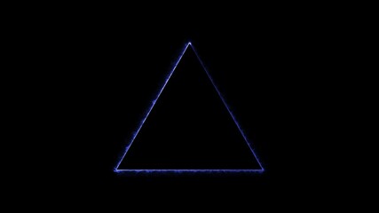 Wall Mural - Abstract glowing neon light triangle frame loading icon animation background 4k video.