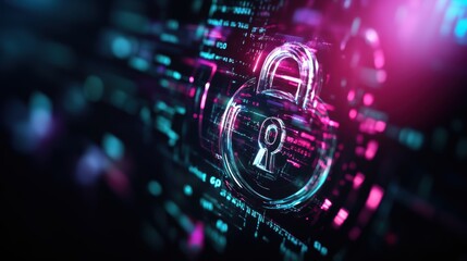 High tech background with theme of lock. Internet security.