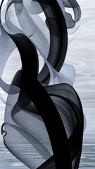 Wall Mural - curved abstract forms intertwine over a serene water surface, creating a sense of depth and movement