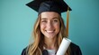 © CreativePulse - Happy Graduate Woman Holding Diploma Celebrating Graduation Success Academic Achievement