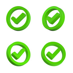 Wall Mural - check mark icon 3d green color rendering button