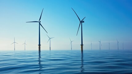 offshore wind farm with large turbines in the open ocean.