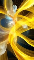 Wall Mural - vibrant abstract design with flowing yellow and white elements in a dynamic composition