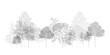 © feipco - Architectural Drawings, Minimal style cad tree line drawing, Side view, set of section wetland forest outline for landscape design drawing. Vector illustration in seperate element