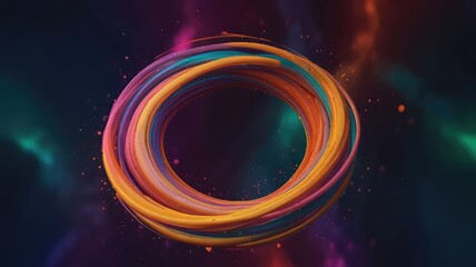 Wall Mural - A Vibrant Cosmic Ring Of Swirling Colors, A Mesmerizing Dance Of Light And Energy Against A Dark, Nebulous Backdrop