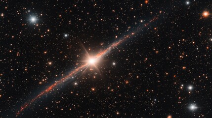 Wall Mural - a spectacular view reveals a galaxy with a thin, spiral structure surrounded by twinkling stars in t