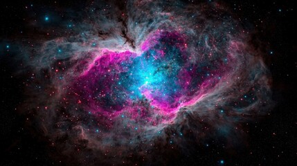 Wall Mural - a stunning nebula in deep space reveals vibrant pink and blue gas clouds, highlighting an array of s