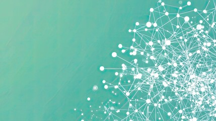 Wall Mural - abstract network connection, teal background, digital technology, website banner