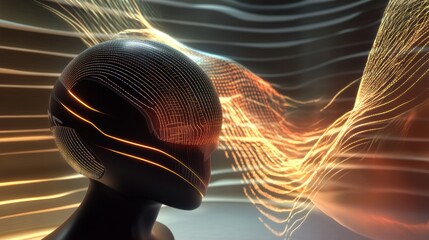 Aufkleber - Smart neurostimulation hair growth helmet emits gentle light and animated wave signals for enhanced hair restoration therapy