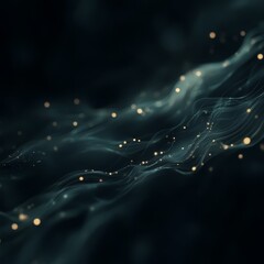Canvas Print - this abstract image features ethereal light waves and soft particles flowing gracefully against a da