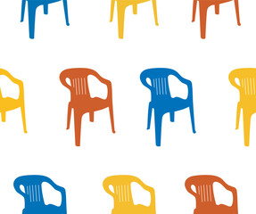 Primary colors modular chairs seamless background vector illustration 