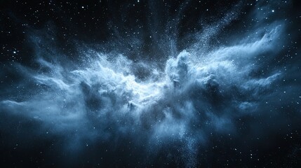 white powder explosion on a dark background.