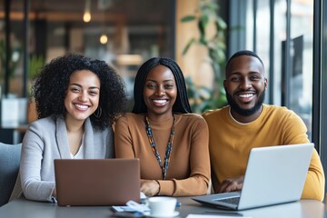 Poster - A diverse team is working together collaboratively in a cuttingedge modern workspace, focused on achieving their goals while brainstorming innovative ideas, encouraging creativity and communication