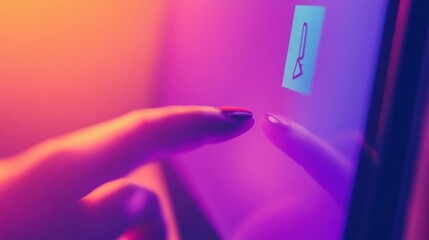 Aufkleber - Minimalistic cursor icon on a computer screen illustrating technology services with a soft gradient background and ample text space