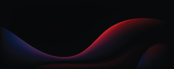 Wall Mural - dark abstract background with red and blue flowing curves
