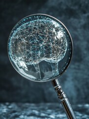 Leinwandbilder - Exploring transparency in artificial intelligence with a magnified brain network illustration representing oversight and clarity in technology