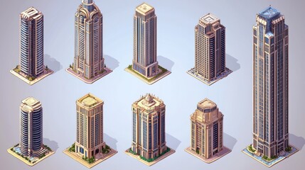 Colorful Architectural Structures Set for Urban Designs and Concepts
