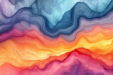 Wall Mural - a colorful, abstract painting with a wave-like pattern