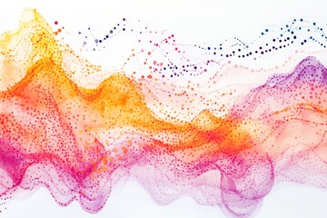 Wall Mural - colorful abstract waves with dots create a dynamic fluid pattern on a white background. this artwork