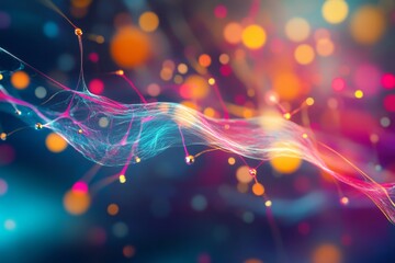 Wall Mural - a colorful, abstract image of a wave with many dots and lines