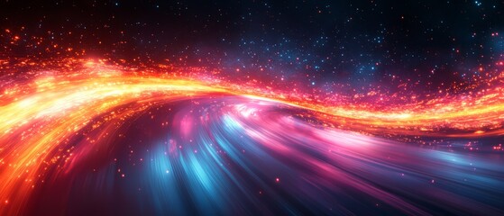 Wall Mural - abstract digital art depicting vibrant streaks of light converging at a vanishing point. the glowing